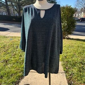 Bloomchic Dark Green Sparkle 3/4 Sleeve Blouse Women’s Plus Size 26